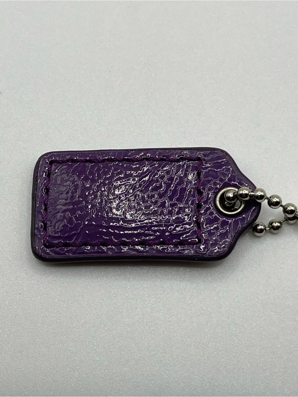 Coach Purple Patent Leather Hang Tag Keychain
